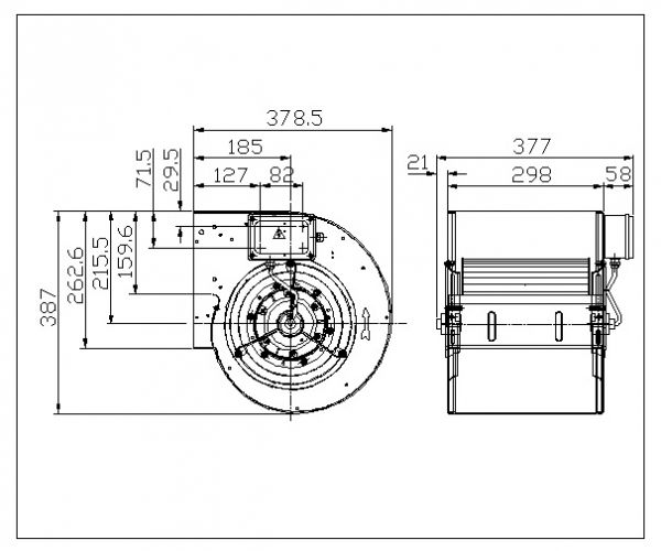 Ventilator Centrifugal Dublu-Aspirant DDM 9/9 E6G3501 – Motor ERM, 3435 m³/h, 230V 1F 4P 1V