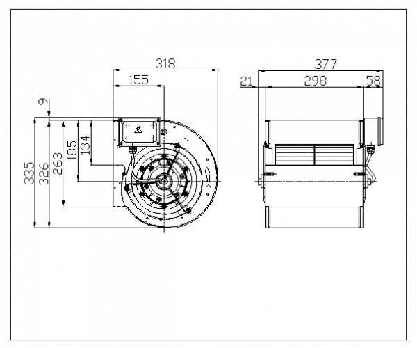 Centrifugal fan DDM 8/9 TIGHT E6G3405  1F 4P 1V 