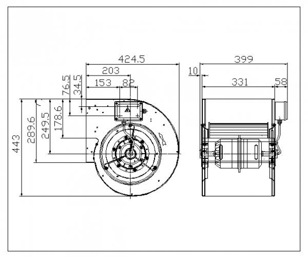 Ventilator centrifugal DDM 10/10 E6G3706 3F 4P 2V