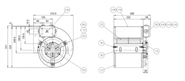 Centrifugal fan DD 7/7 141083 1F 4P 1V
