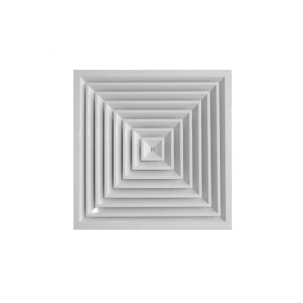 Anemostat Pătrat Tavan Casetat AN 595×595 mm — Difuzie 4 Direcții