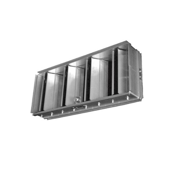 Clapetă de reglaj debit D 500×80 mm — lame contra-rotative, reglaj prin fața grilei fără demontare