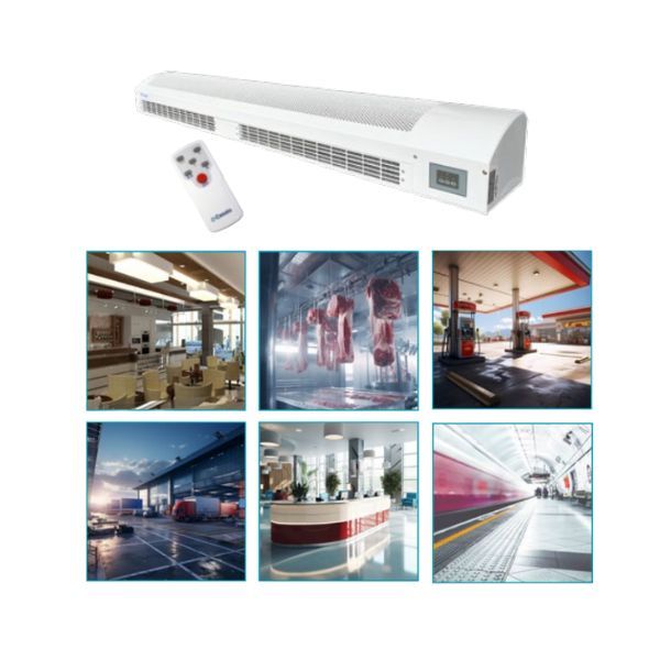 COURSALIS 2000 — perdea de aer ambientala 2.000 mm pentru deschideri comerciale si industriale largi cu control la distanță inteligent