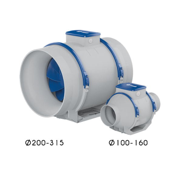 Casals Kuvio 200 — helico-centrifugal inline duct fan 1,135 m³/h for concealed ceiling installation