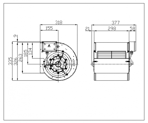 Centrifugal fan DDM 8/9 TIGHT E6G3405  1F 4P 1V 