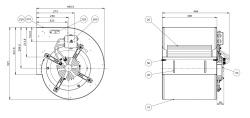 DD 12/12 M9F1 3F 4P 1V — ventilator centrifugal dubluaspirant 7.000 m³/h, 1,5kW trifazat, transmisie directă, IP55