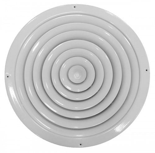 Grilă Circulară de Plafon RF-A 250mm — Fixare Șuruburi, Titanium, Lamele Concentrice, Ø250mm