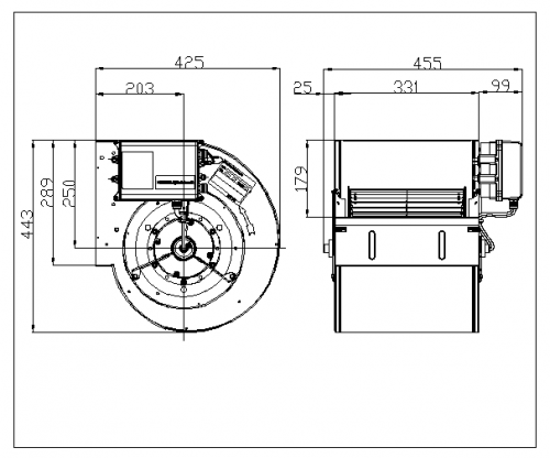 Centifugal fan DDMP 10/8 M6A4 DA8 230V-1F + DRIVER