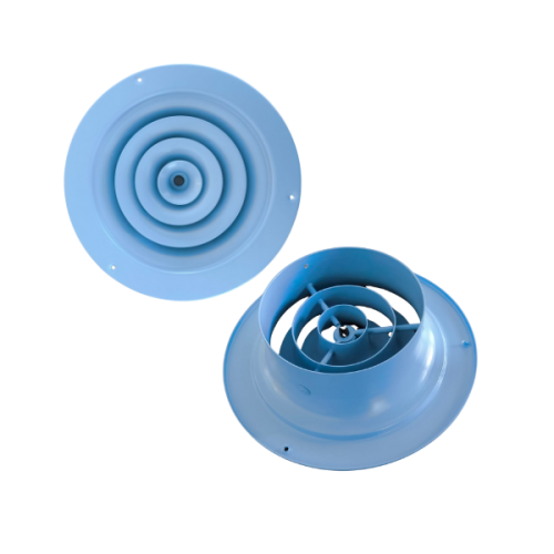 Grilă Circulară de Plafon RF-A 150mm — Fixare Șuruburi, RAL5024 Albastru, Ø150mm