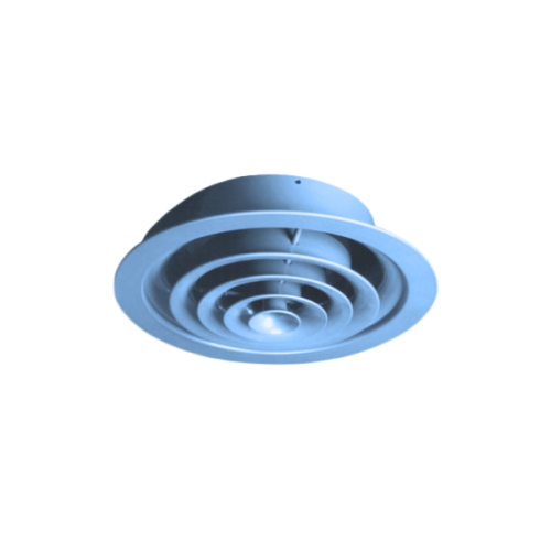 Grilă Circulară de Plafon RF-A 150mm — Fixare Șuruburi, RAL5024 Albastru, Ø150mm